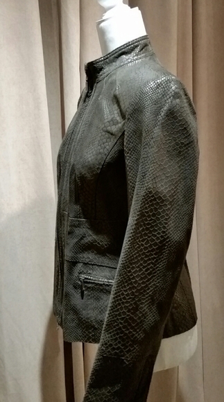 Alfani snakeskin embossed leather jacket - Picture 4 of 7